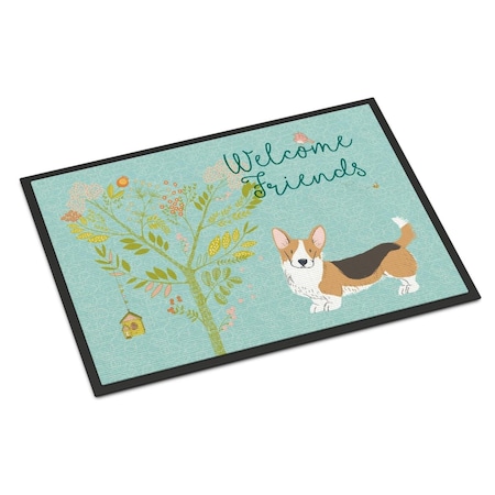 Carolines Treasures Welcome Friends Pembroke Welsh Corgi Tricolor Indoor or Outdoor Mat, 24 x 36 in. BB7610JMAT